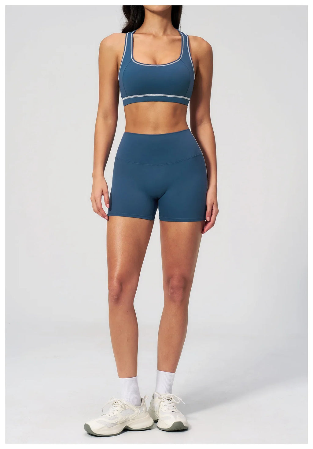 Summer New Color Contrast Yoga Set Women Tight I-shaped Back Sports Bra Versatile Fitness Suit High Waist Shorts Workout Clothes