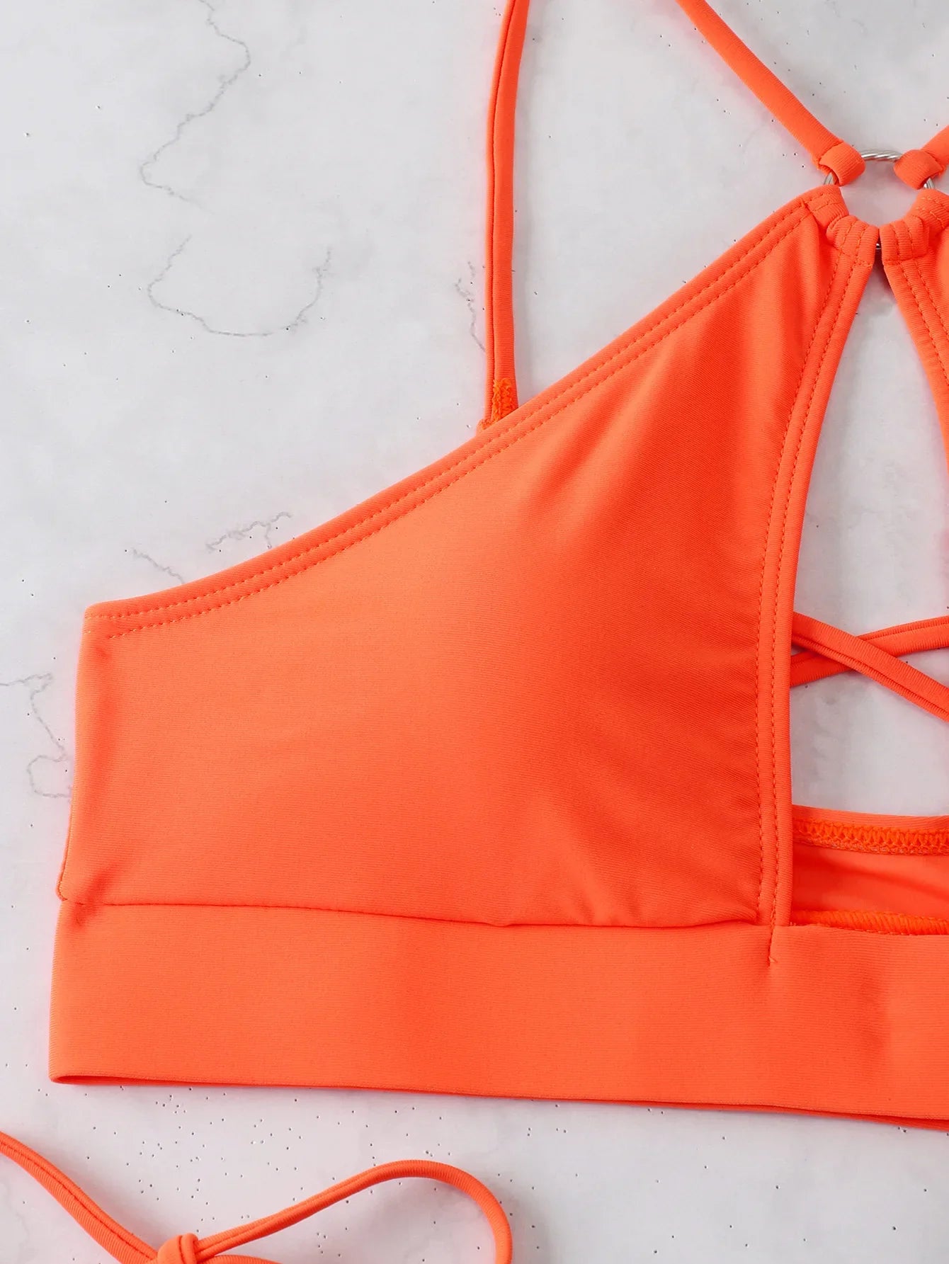 2026 Sexy Orange Bikini Hollow Out Push Up Two-Piece Swimsuit Women Halter Bandage Backless Thong Swimwear Summer Beachwear New