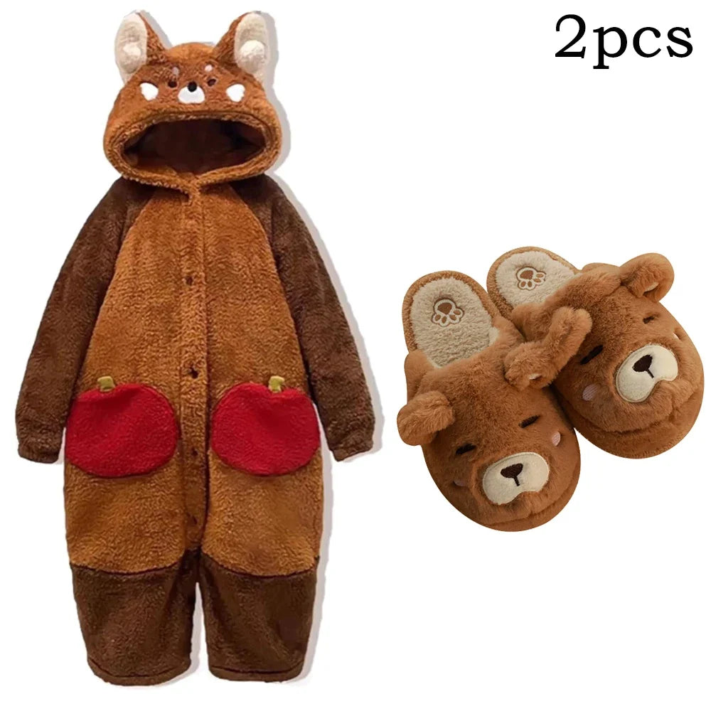 Adult Raccoon Cosplay Costume Robes Kigurumi Unicorn Onesie Anime Nightgown Halloween Cartoon Bear Pajamas Winter