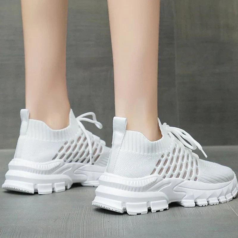 Spring Autumn Breathable Mesh Sneakers Woman Non-Slip Lightweight Solid Sports Shoes Women Casual Plus Size Lace Up Shoes Female