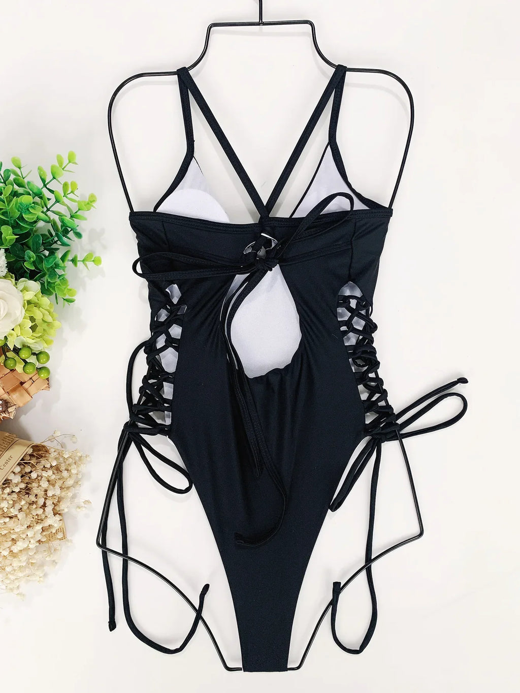 DEKA Underwire Swimwear Women Lace Up One Piece Swimsuit Bandage Female Backless Monokini Bather Bathing Suit Swim Lady