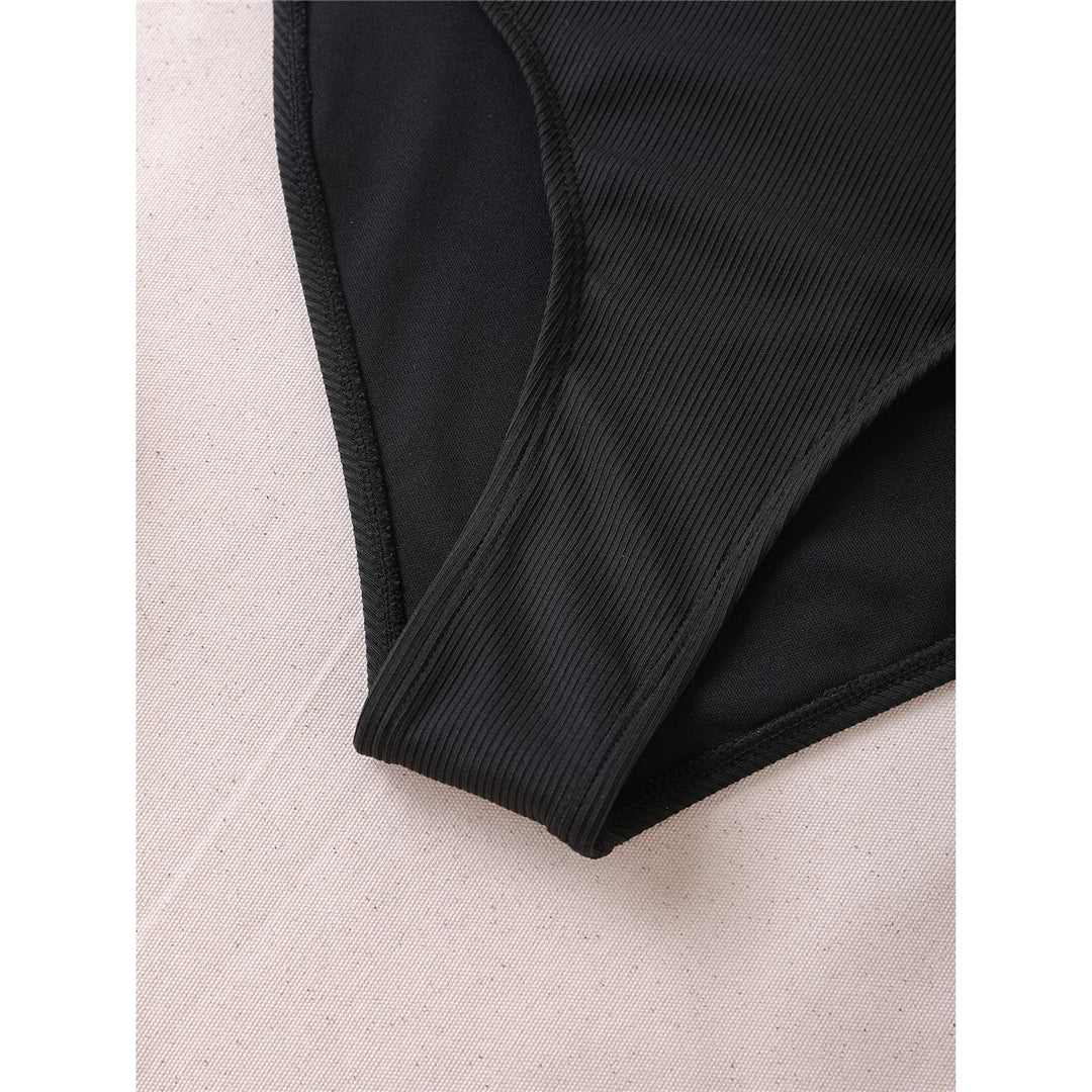 S - XXL 2026 Ribbed Halter Mid Waist Bikini Female Swimsuit Women Swimwear Two-Pieces Bikini Set Bather Bathing Suit Swim V6447