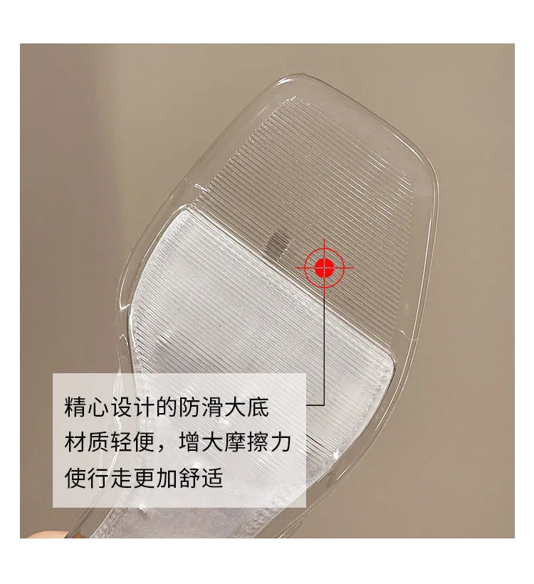 2026 Summer Jelly Shoes Women Fashion Sandals Low Heel Square Toe Girls Street Flip Flops Transparent Color Female Slippers