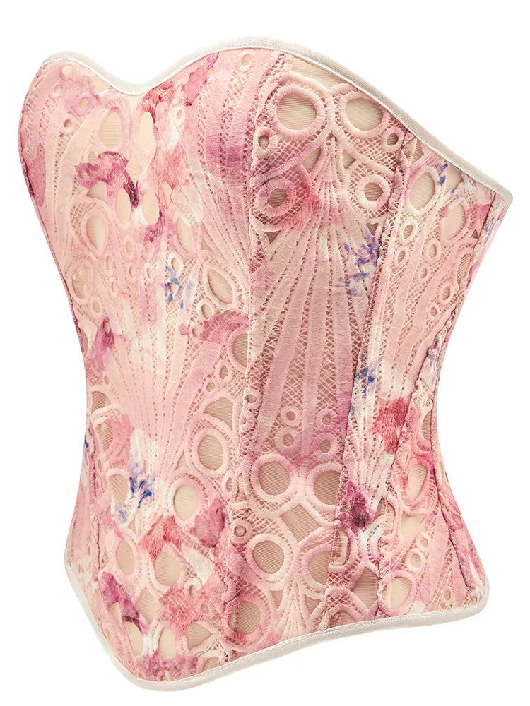European and American waist cinching jacquard court corset abdominal and chest support tight fitting shapewear bone suit summer