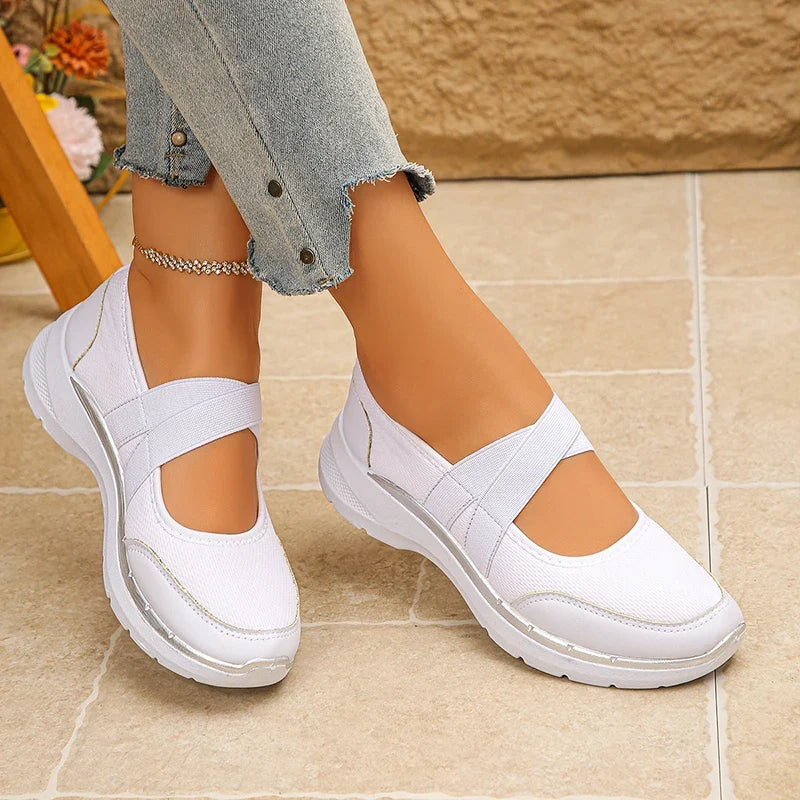 Spring Summer Breathable Flats Women Plus Size 43 Slip On Platform Sneakers Woman Comfortable Soft Non Slip Casual Shoes Female