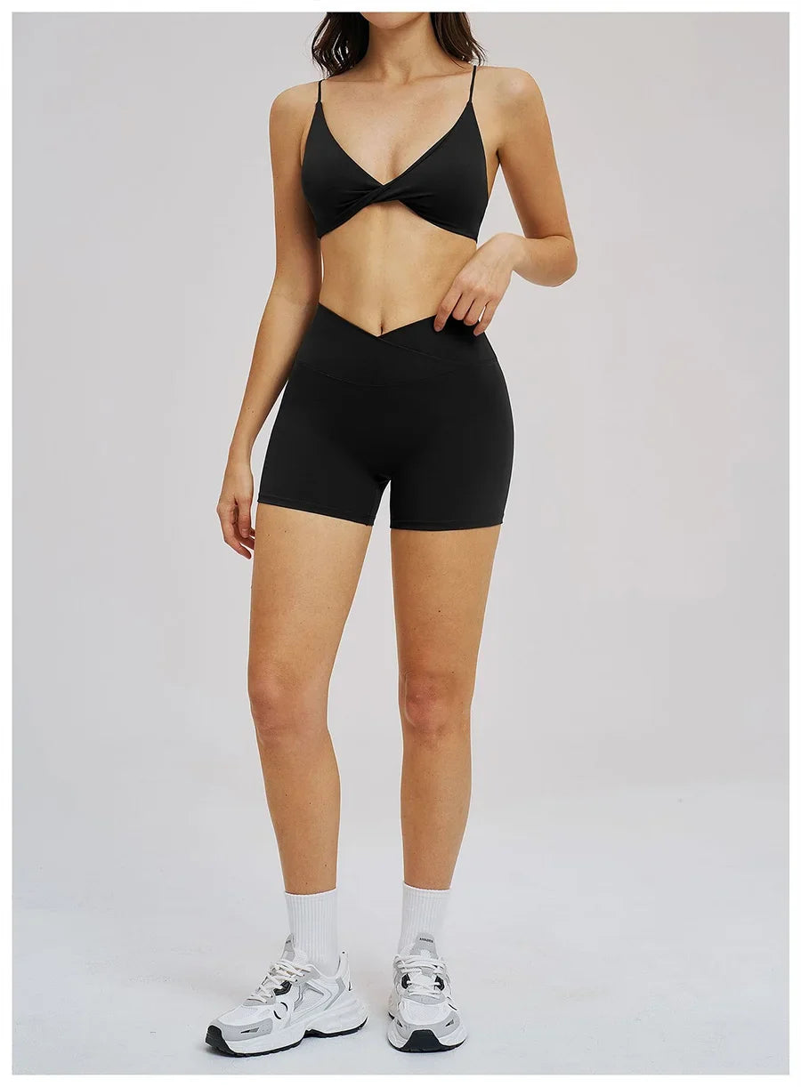 Women 2 Piece Gym Workout Set Female Bra Yoga Shorts Vest Fitness Wear Quick-Dry  Sports Bra Suits Sportswear Tracksuit Outfits