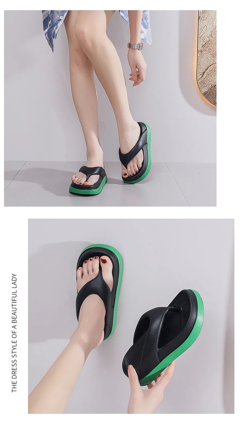 Woman Beach Flip Flops Fashion Summer Shoes 2025 Trend Girls Platform Sandals Soft EVA Non-slip Female Indoor Outdoor Slippers