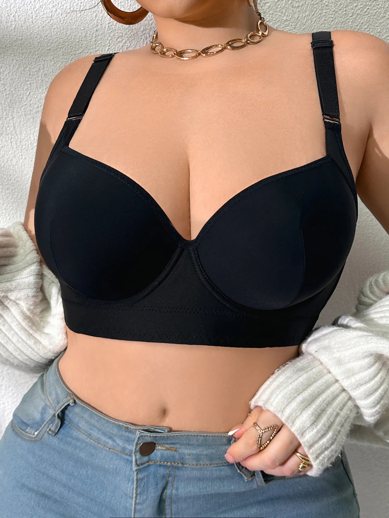 Large Size Women's Bra Thin Cup Push Up Bra Side-Breast-Enhancing Comfort Underwire Lingerie Adjustable Wide Straps Underwear