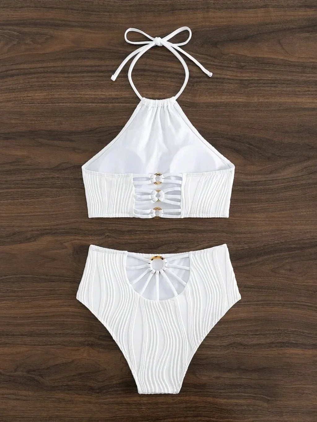 2026 Sexy High Wasited Swimsuit Women Solid White Bikini High Neck Swimwear Female Bathers Bathing Swimming Swim Suit Beachwear