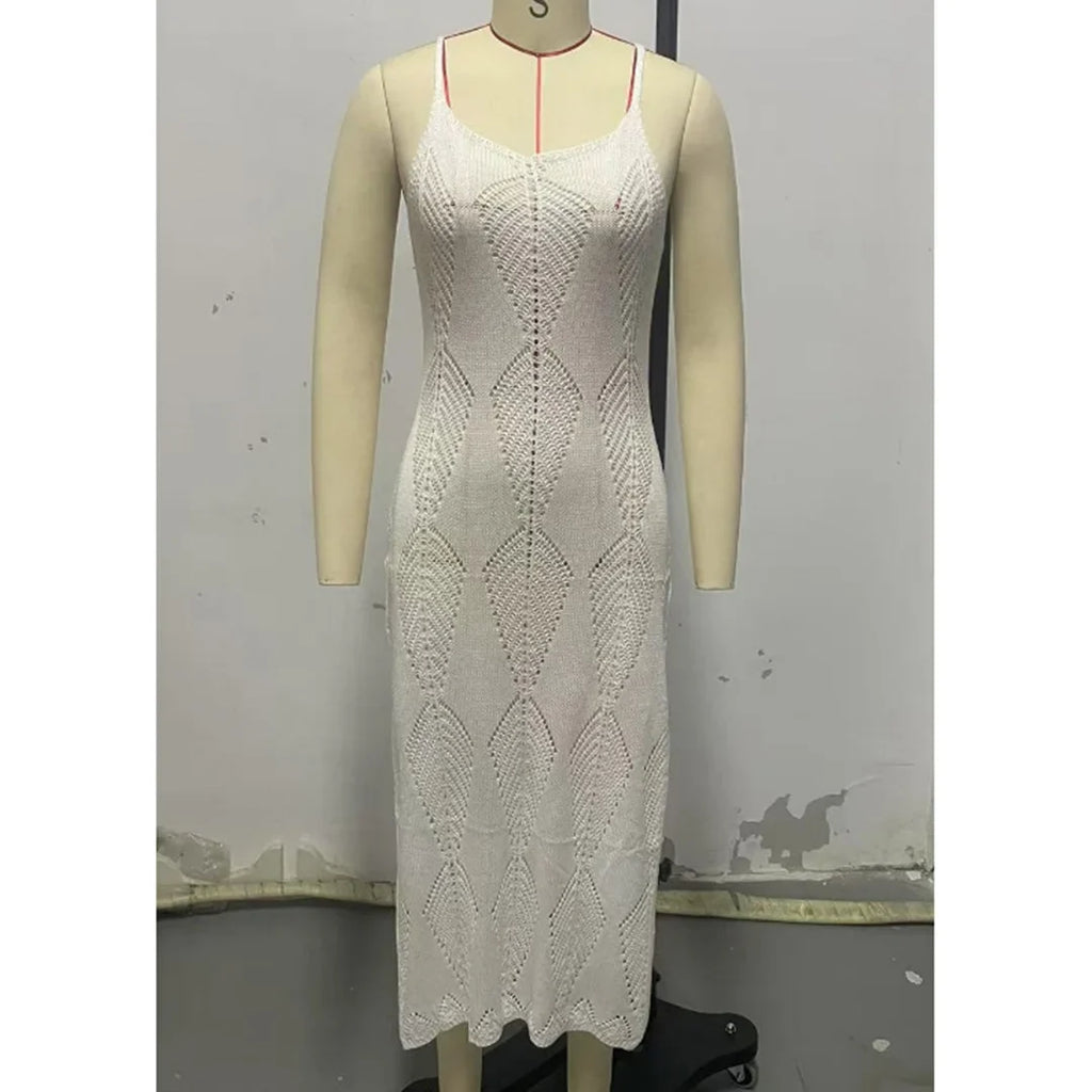 S - XL Backless Hollow Out Crochet Knitted Tunic Beach Cover Up Cover-ups Beach Dress Beach Wear Beachwear Female Women V6347