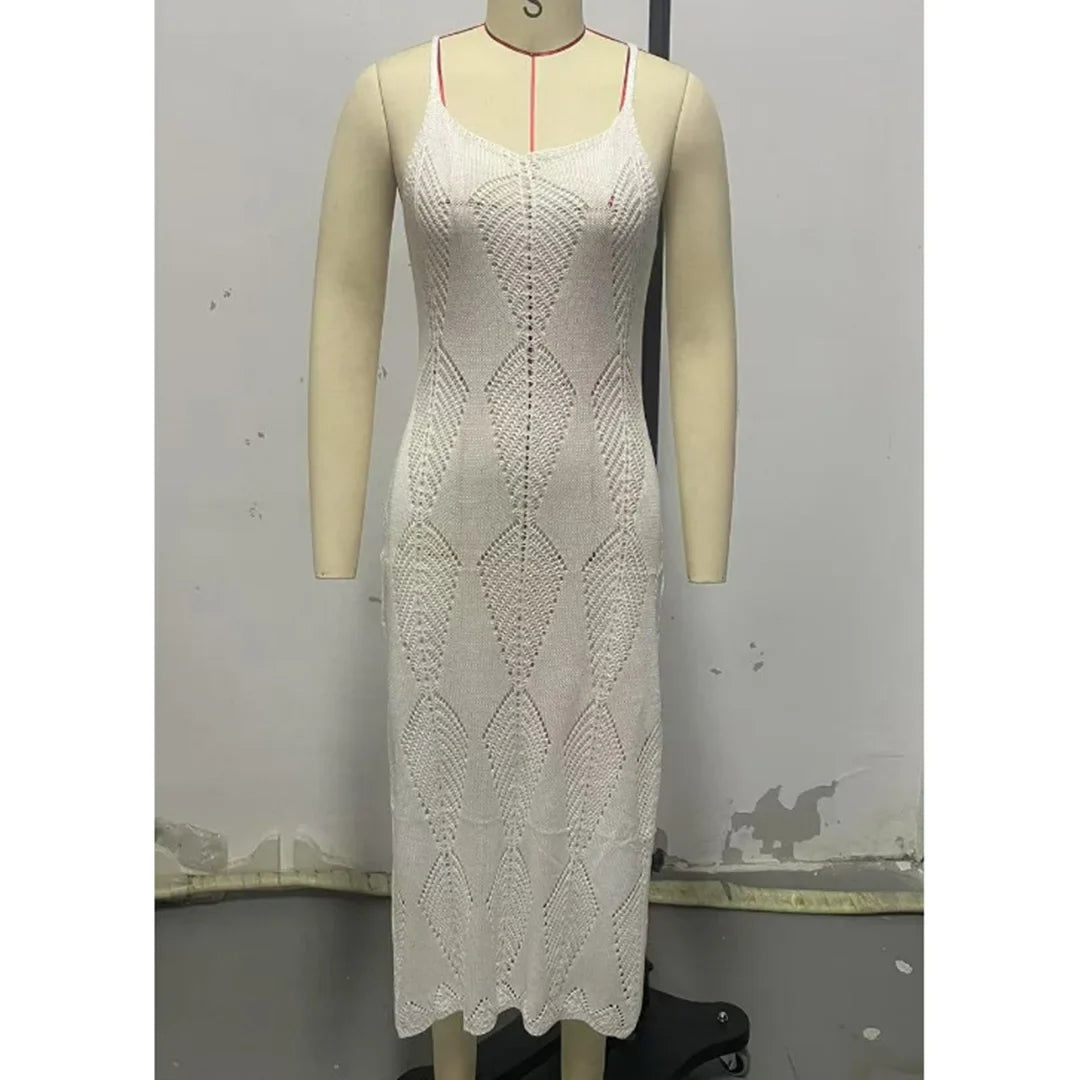 S - XL Backless Hollow Out Crochet Knitted Tunic Beach Cover Up Cover-ups Beach Dress Beach Wear Beachwear Female Women V6347