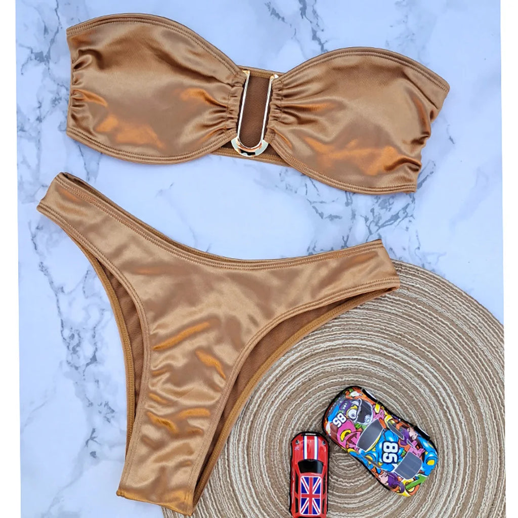 13 Color 2026 New Sexy Bandeau Bikini Women Swimwear Female Swimsuit Two-Pieces Bikini Set Padded Bather Bathing Suit Swim V4647