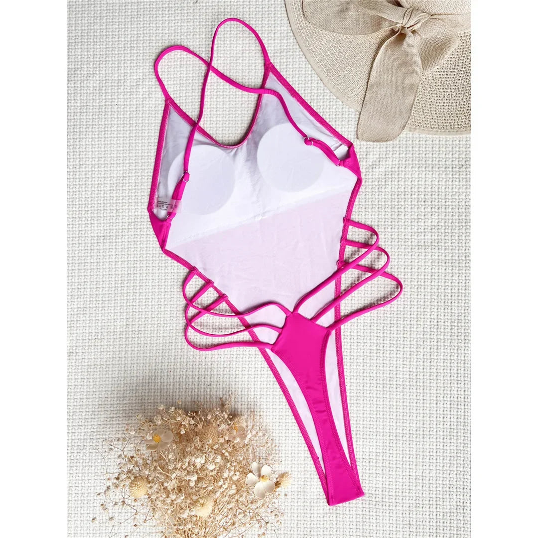 S- XL Extreme Mini Micro Thong Strappy Women Swimwear One Piece Swimsuit Female Backless Monokini Bather Bathing Suit Swim V3938
