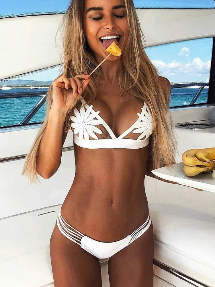 3D Flower Wrinkled Crinkled Bikini 2026 Women Bikinis Female Brazilian Swimwear Two pieces Swimsuit Bikini Set Bathing Suit Swim