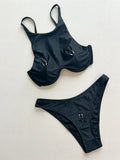 High Neck Underwired Bikini Female Swimsuit Women Swimwear Two-Pieces Bikini Set Brazilian Padded Bather Bathing Suit Swim V7514