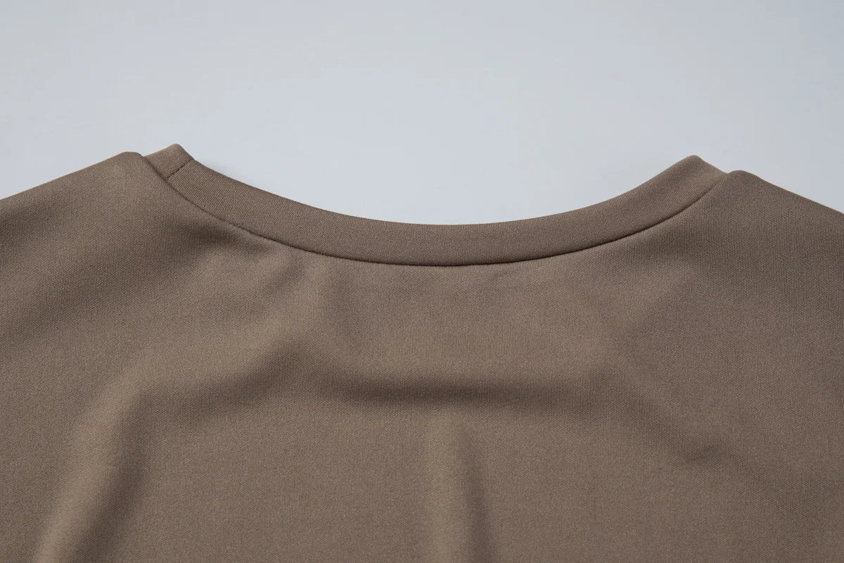 FDYOUI Women O-neck Short Sleeve Solid T-shirts 2026 Summer Chic Ruched Bandage Corset T-shirt Female Tunics Irregular Crop Tops