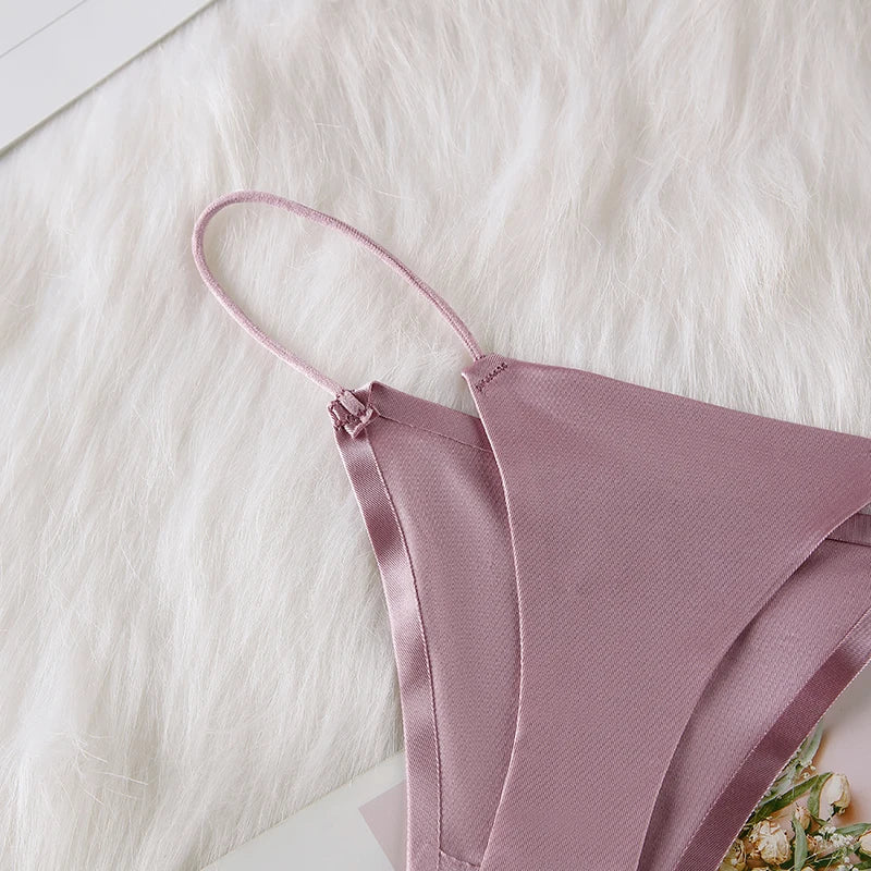 Women Panties G String Sexy Thong Seamless Underwear Ice Silk T Back Butterfly Briefs Girls Low Waist Lingerie Plus Size S-XL