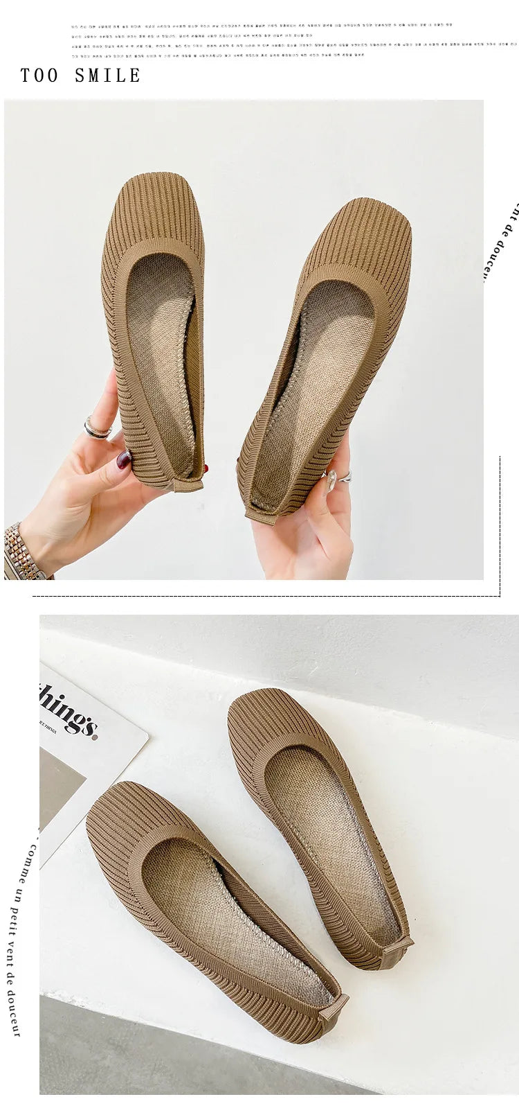 Women Leisure Flats Summer Autumn Flat Shoes Breathable Knitted Square Toe Slip-on Female Daily Walking Driving Loafers