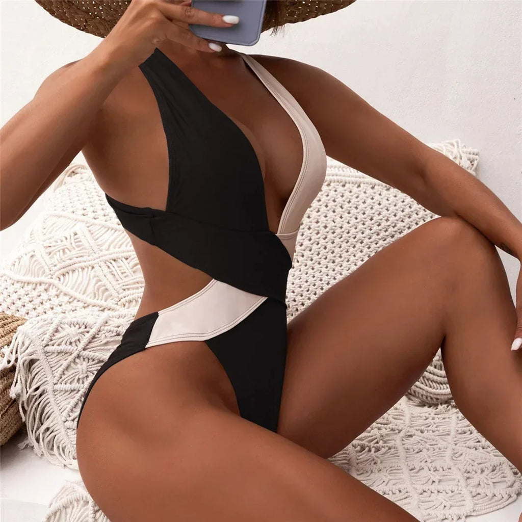 Scrunch Butt Swimsuits Deep V Neck Cross Backless One Piece Swimsuit Women Swimwear Female Monokini High Cut Bathing Suit Swim