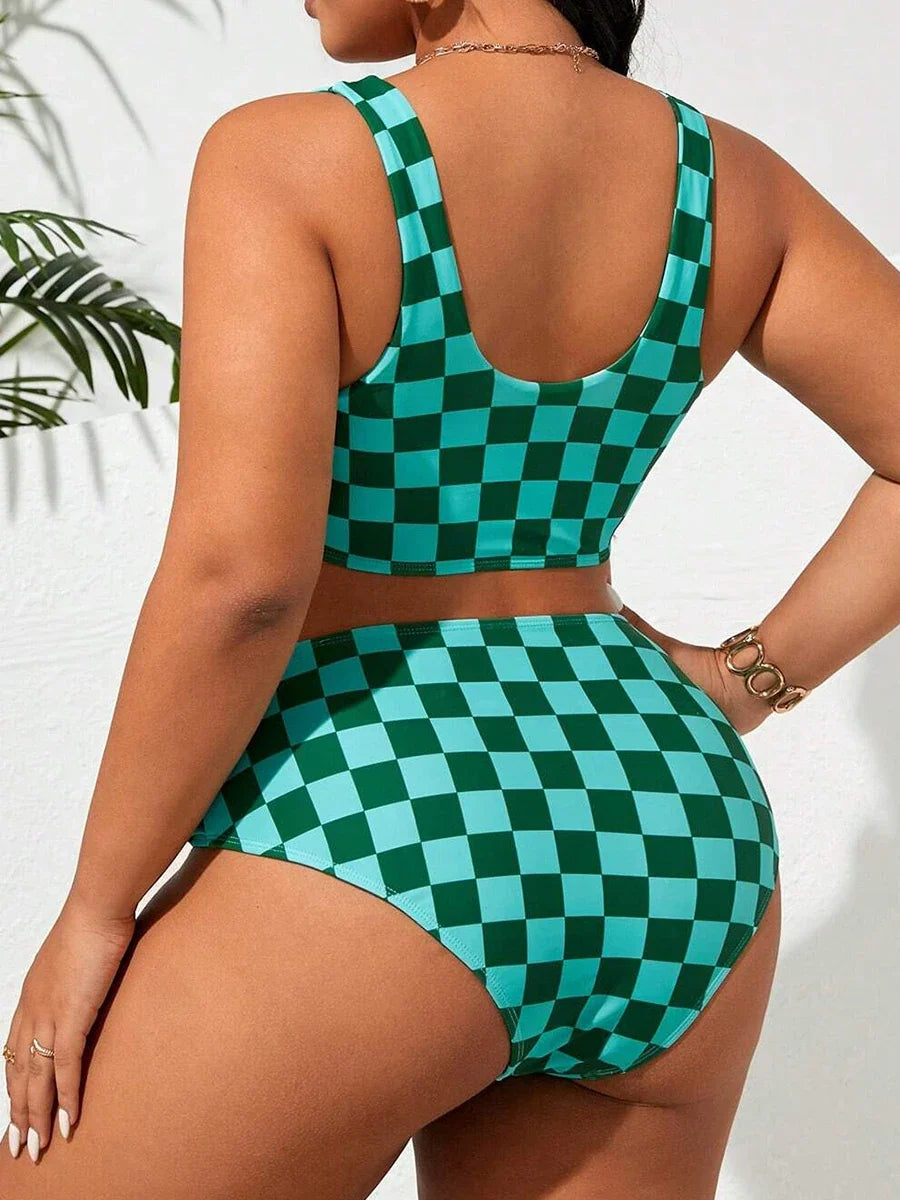 2026 Large Plus Big Size Swimsuit Women Sporty Bikinis High Waist Printed Swimwear Female Bathers Bathing Swimming Swim Suit 5XL