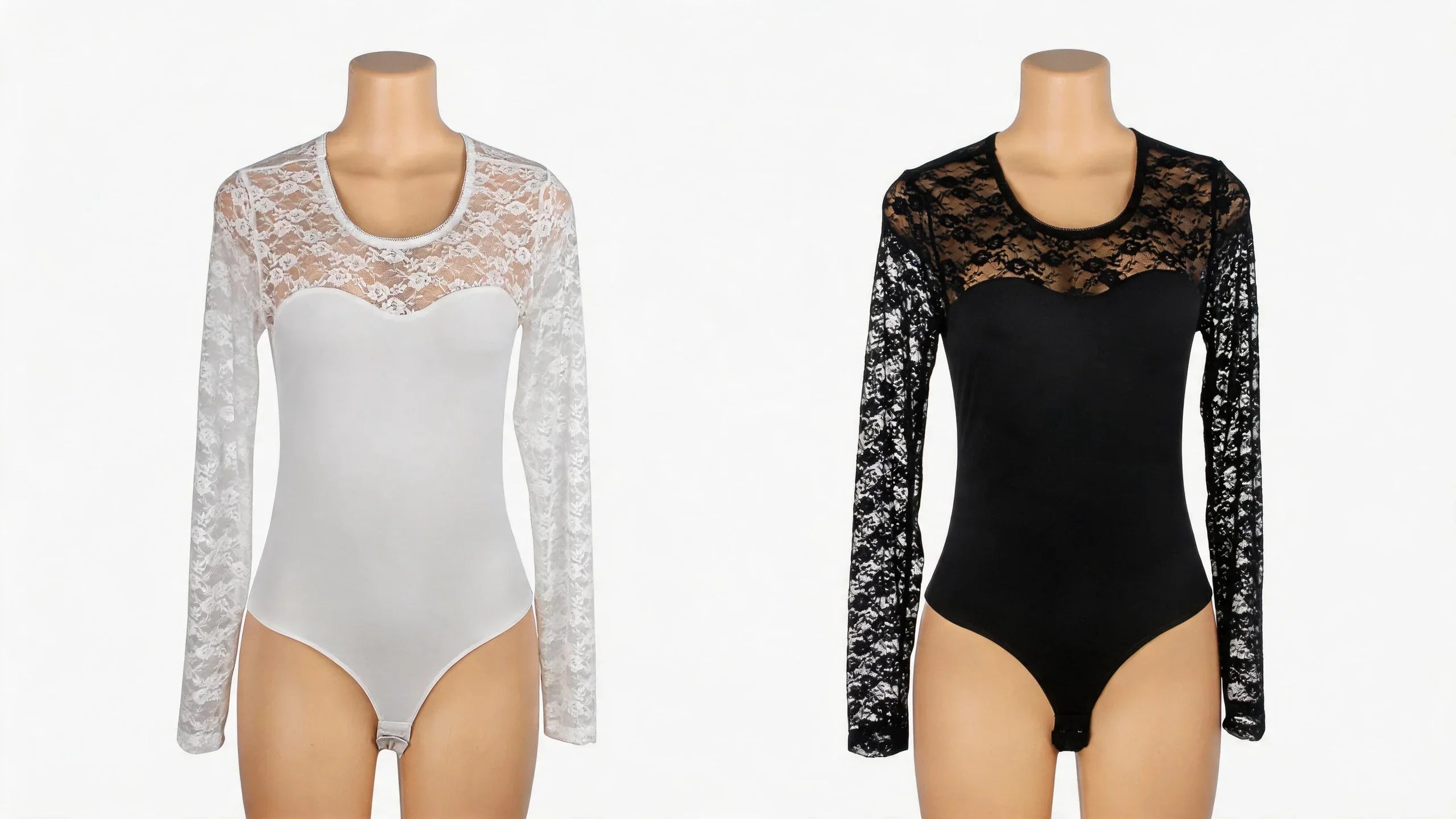 White Lace Teddy Open Crotch Bodysuit Push Up Sexy Swimsuit Material Women Long Sleeve Transparent Sheer Lingerie