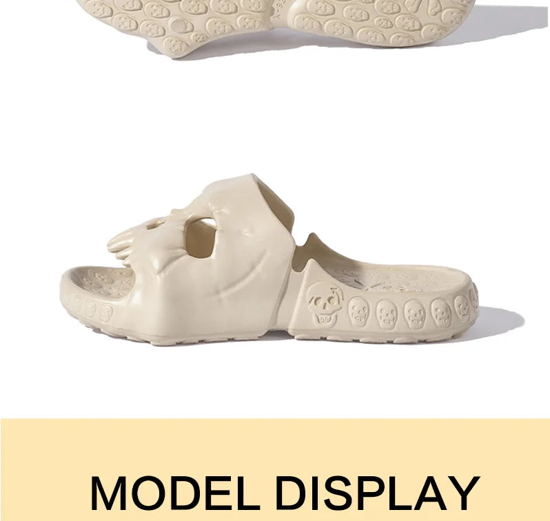 New Personalized Skull Design Men Slippers 2024 Summer Outdoor Fun Slides Thick Bottom of Beach Non-slip Leisure Women Sandals