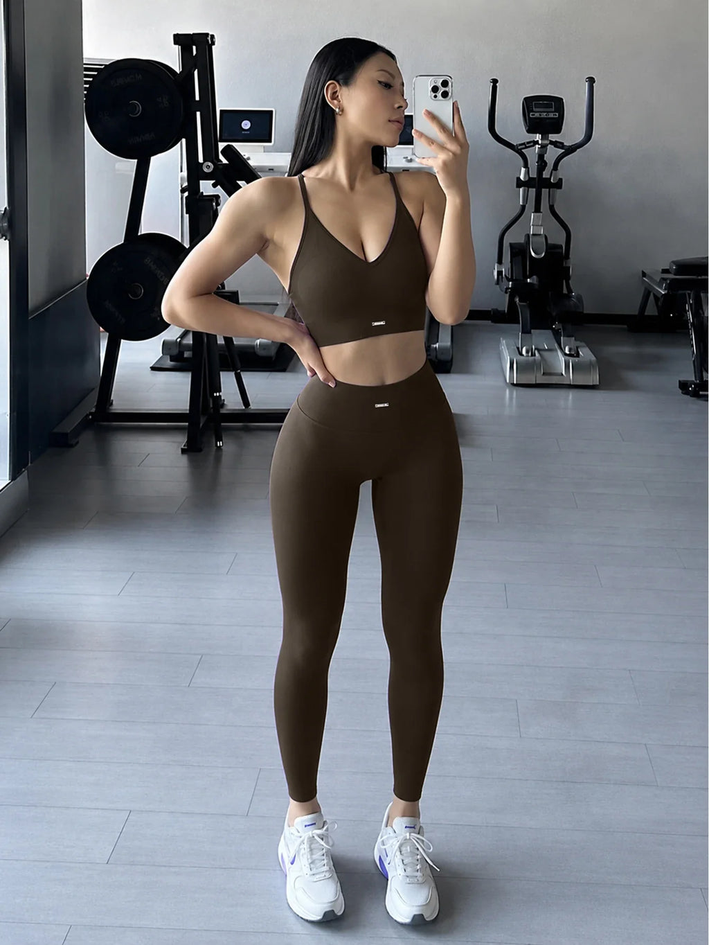 Halter Neck Yoga 2Pcs Set Women Soft Stretchy Top & Long Pants Gym Wear