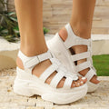 Leisure Gladiator Style Platform Wedge Sandals for Women with Adjustable Strap Open Toe Summer Casual Shoes Black White