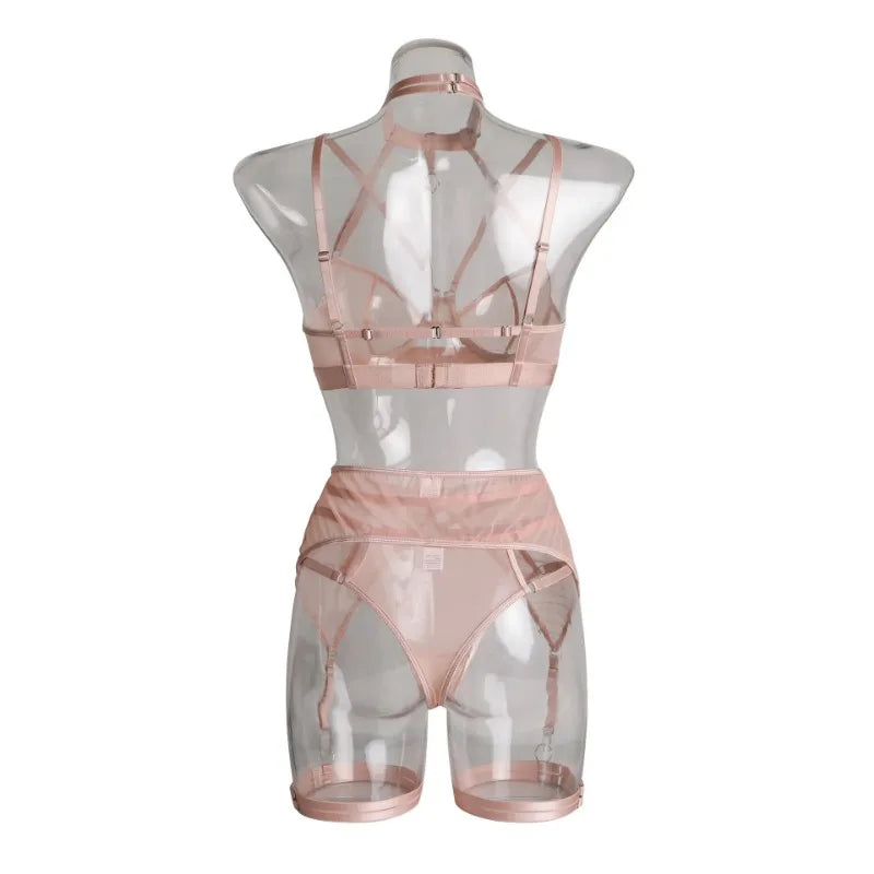 Toucheart Fantasia Lingeries Sexy Female Seamless Bra Kit Push Up Tulle Transparent Underwear Suspenders Complete Lace Bra Sets