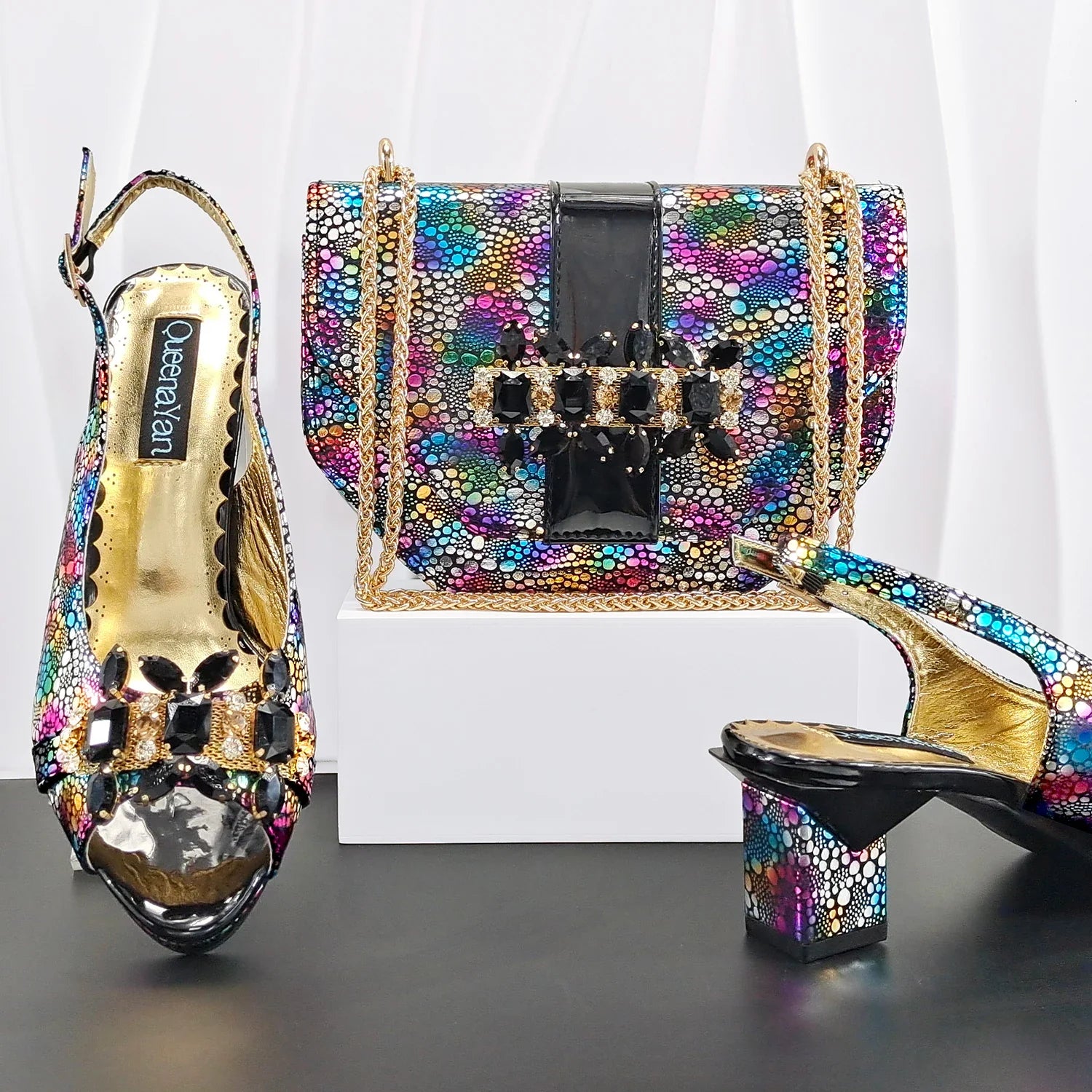 Doershow High Quality African Style Ladies Shoes And Bags Set Latest sky blue Italian Shoes And Bag Set For Party 1-1
