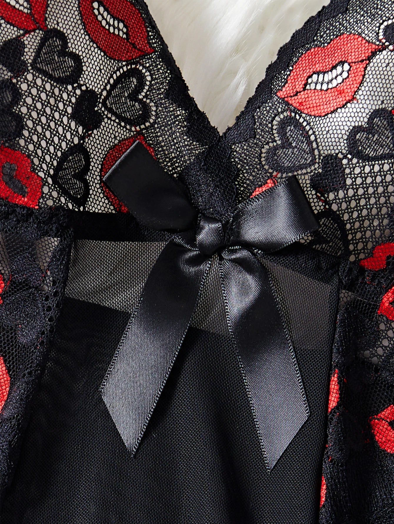 Lace Contrasting Babydoll Dress Underwear With Thongs Night Costumes