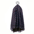Women Summer Fashion Mini Dress Halter Neck Sleeveless Dot Print Backless High Low Hem Flowy Dresses