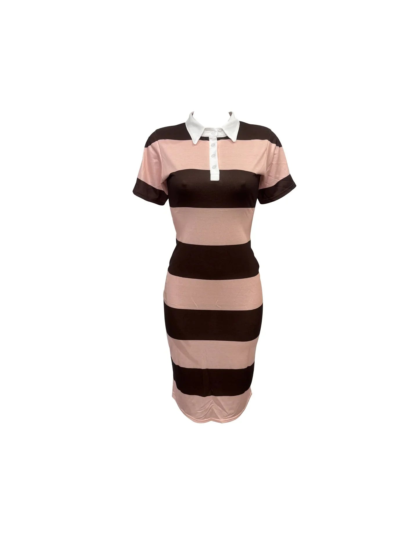 Summer women's fashionable lapel contrasting color slim fit slit dress