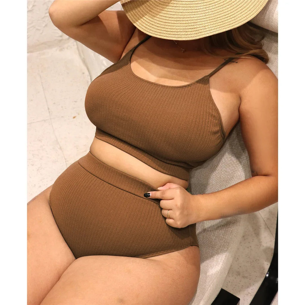 0XL - 4XL 7 Colors Bikini Plus Size Large Size Swimwear Women Swimsuit Female Two-Pieces Bikini Set Bather Bathing Suit V3774B