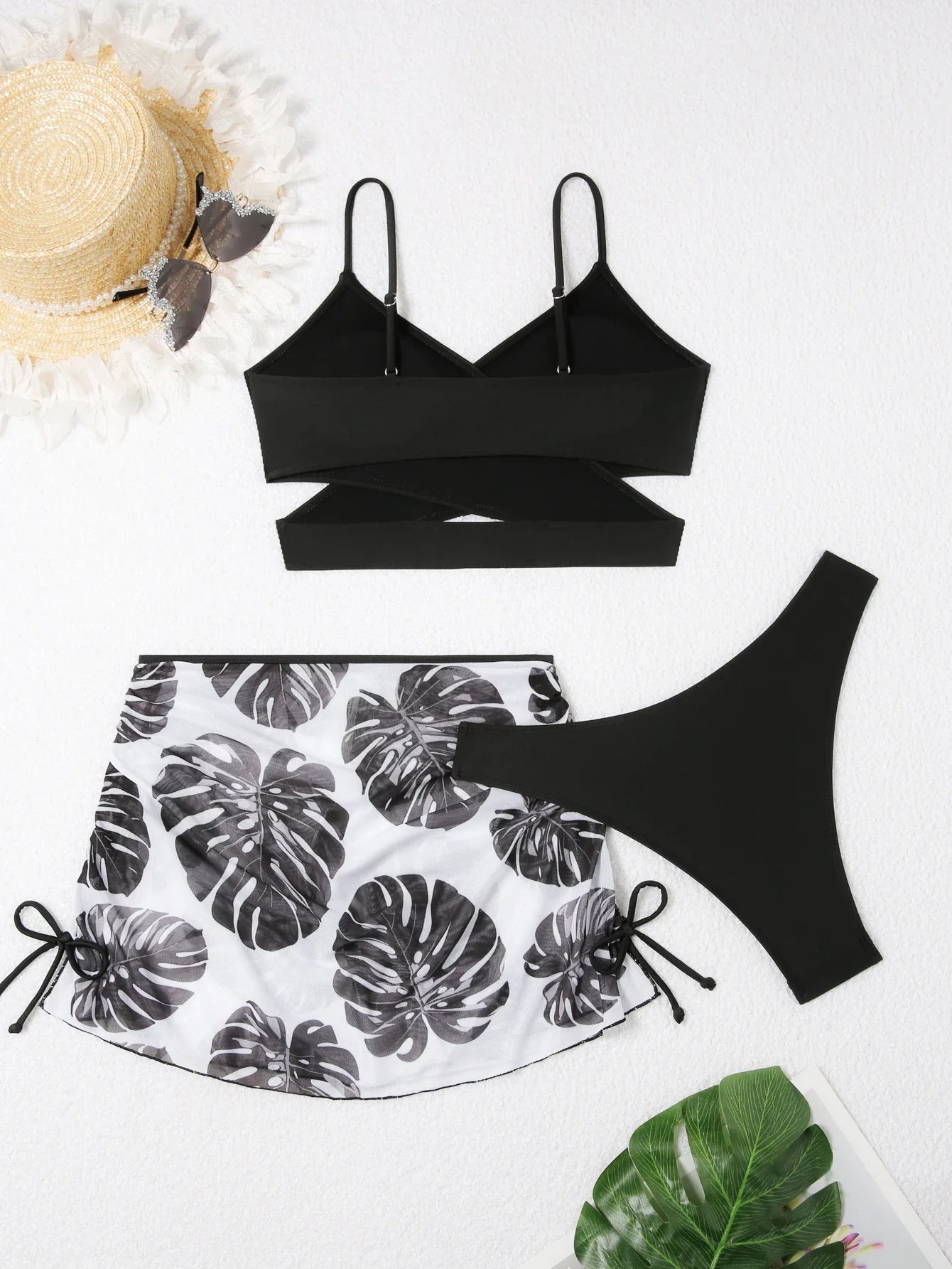 3 Pieces Bikini 2026 Women Black Swimwear Female Sexy Swimsuit With Beach Skirt Bathers Bathing Swimming Swim Suit Beachwear