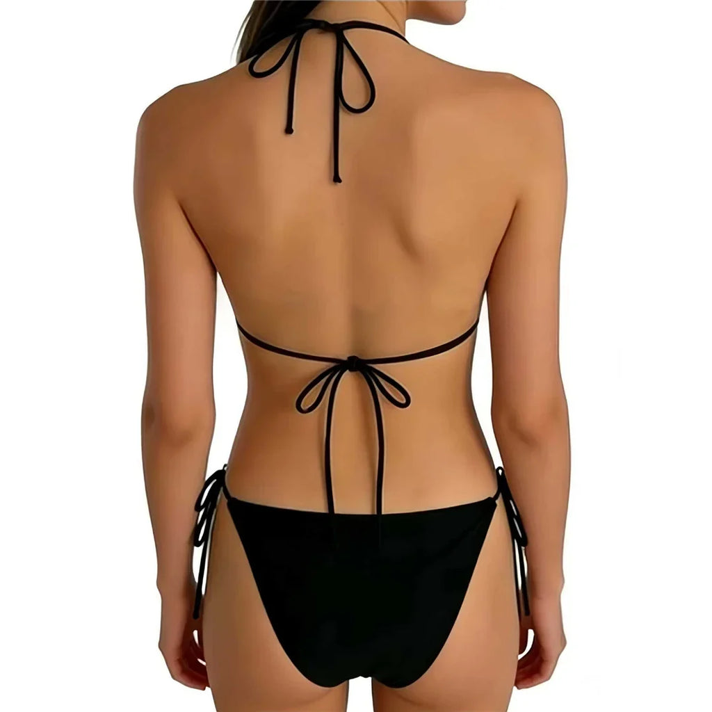 New Sexy Shell Beads Scalloped Bikini Women Swimwear Female Swimsuit Two-Pieces Bikini Set Halter Bather Bathing Suit Swim V8026