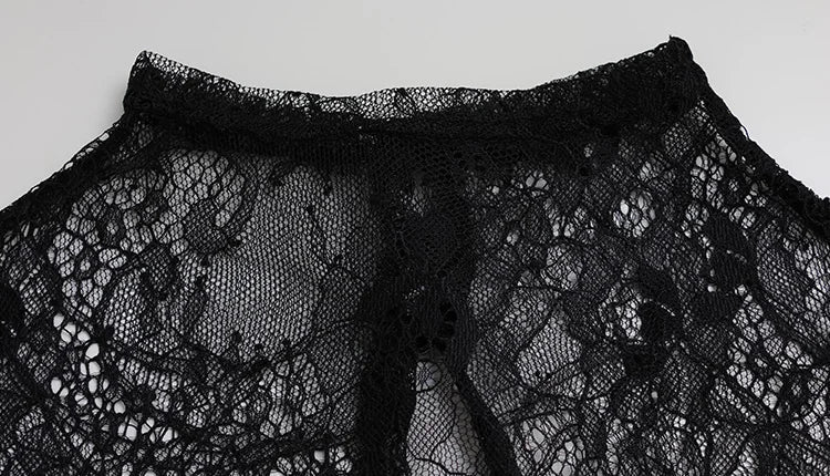 Ahagaga Sexy Women's Mini Dresses Solid Patchwork Lace Slash Sleeveless Sheath Bodycon Sheer Regular Casual Streetwear Vestidos