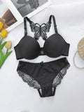 Women's Sexy Lace Set With Butterfly Design At the Back and The Front Closure Bra With Steel Ring Pretty Underwear Panty A2120