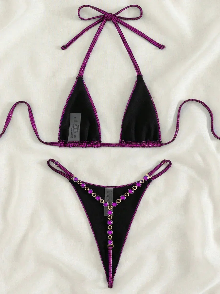 Sexy Extreme Mini Micro Thong Bikini 2025 Diamond Bikinis Female Swimsuit Women Swimwear Two-pieces Bikini Set Bathing Suit Swim