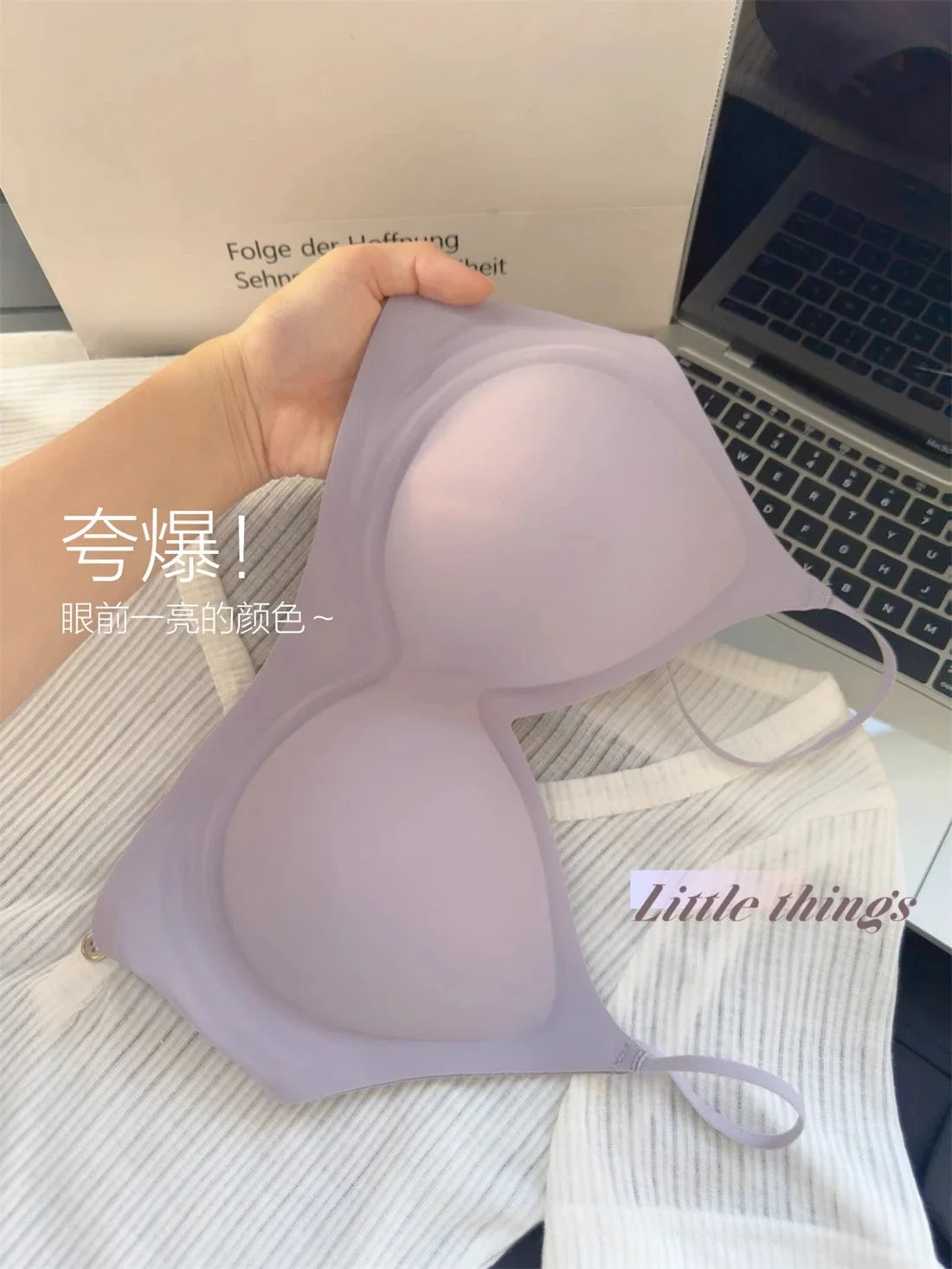 MOYISU Kawaii Anime Bra for Petite Women Seamless Milk-Skin Underwear Push-Up Enhancement Slimming Lingerie Set with Comfort Fit