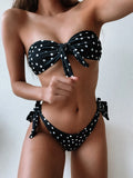 2026 Sexy Bikini Bandeau Women Dot Leopard Bowknot Swimwear Swimsuit Female Beach Bikinis Set Bathing Suit Trajes De Bano Mujer