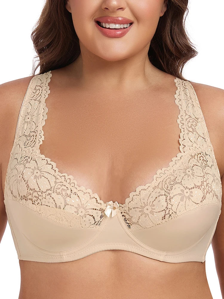 Bras For Womens Lingerie Floral Lace Bra Underwire Sexy Brassiere Perspective Plus Size BH Female Underwear Tops
