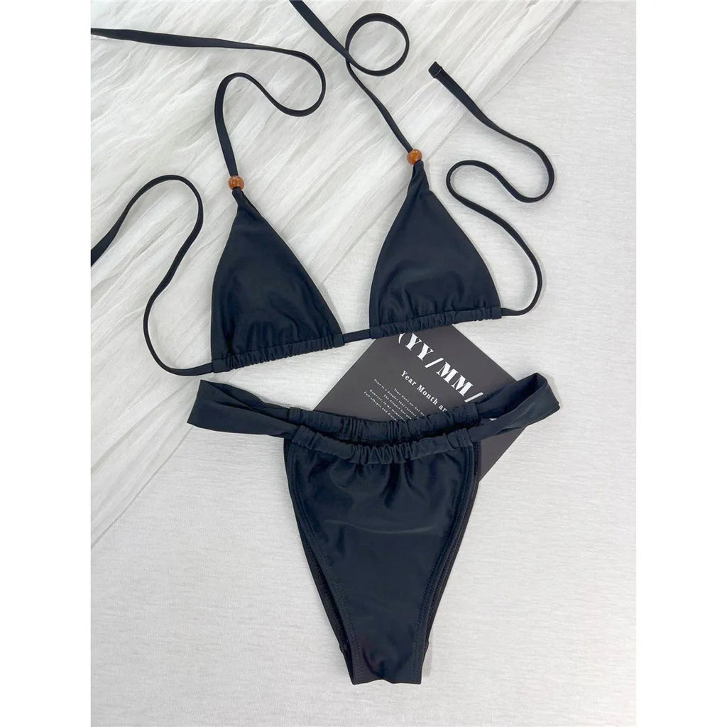 2026 Sexy Halter High Cut Leg Bikini Female Swimsuit Women Swimwear Two-Pieces Bikini Set Padded Bather Bathing Suit Swim V8386