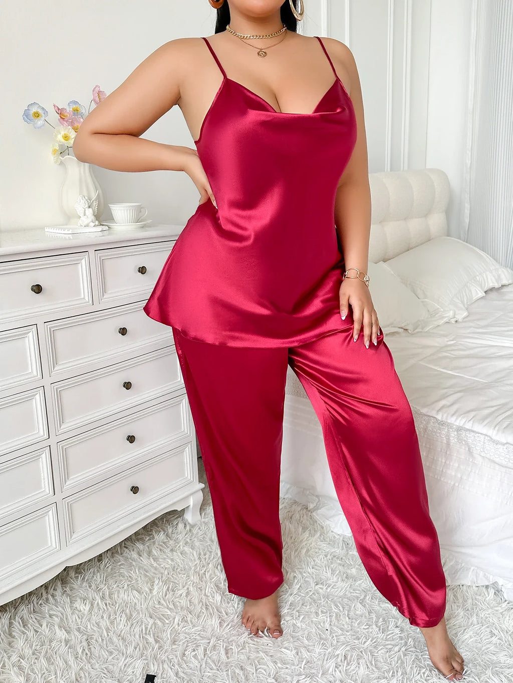 Plus Size Female Pajama Sexy Camisole set Sleepwear Lingerie Summer Pyjama Pour Femme Loose polyester Home Clothes