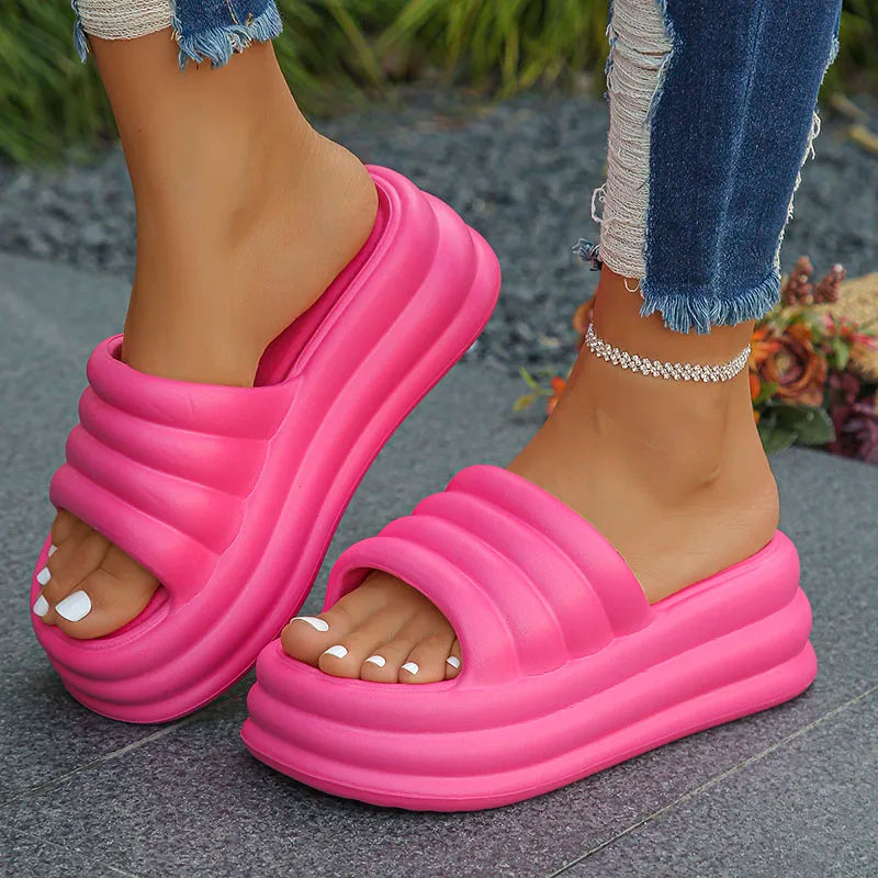 Chunky Platform Slippers for Women 2024 Summer Comfort Soft Sole Beach Shoes Slides Woman Thick Bottom Non-Slip Sandals Ladies