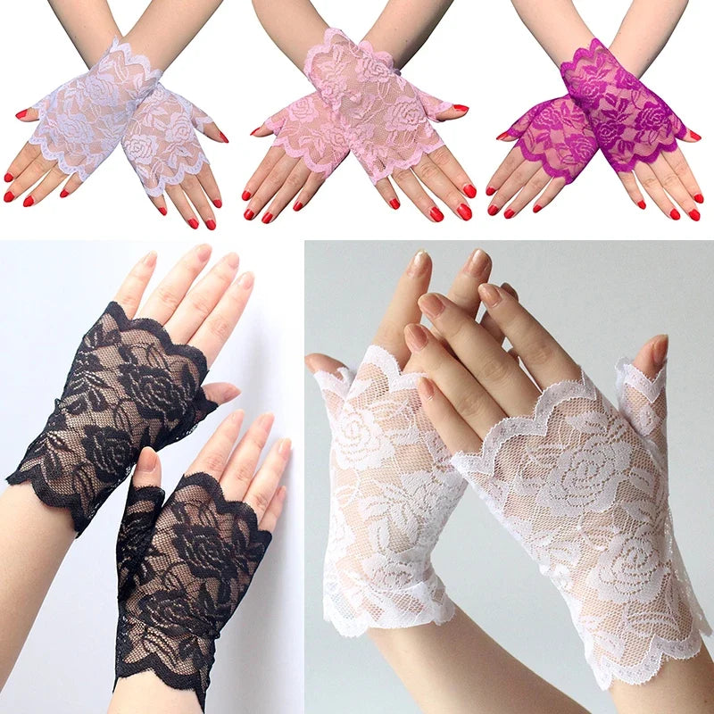 Summer Driving Sunscreen Lace Gloves Women Sailor Dance Gloves Long Fingerless Ladies Sexy Fishnet Gloves Mesh Mitten Handschoen