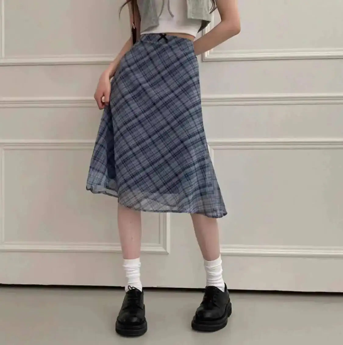 Sweet Skirts Chic Plaid Mini Skirt High Waist A-Line Korean Sle Commute Spring New Arrival Women's Fashion Mid-Length Skirts I3G