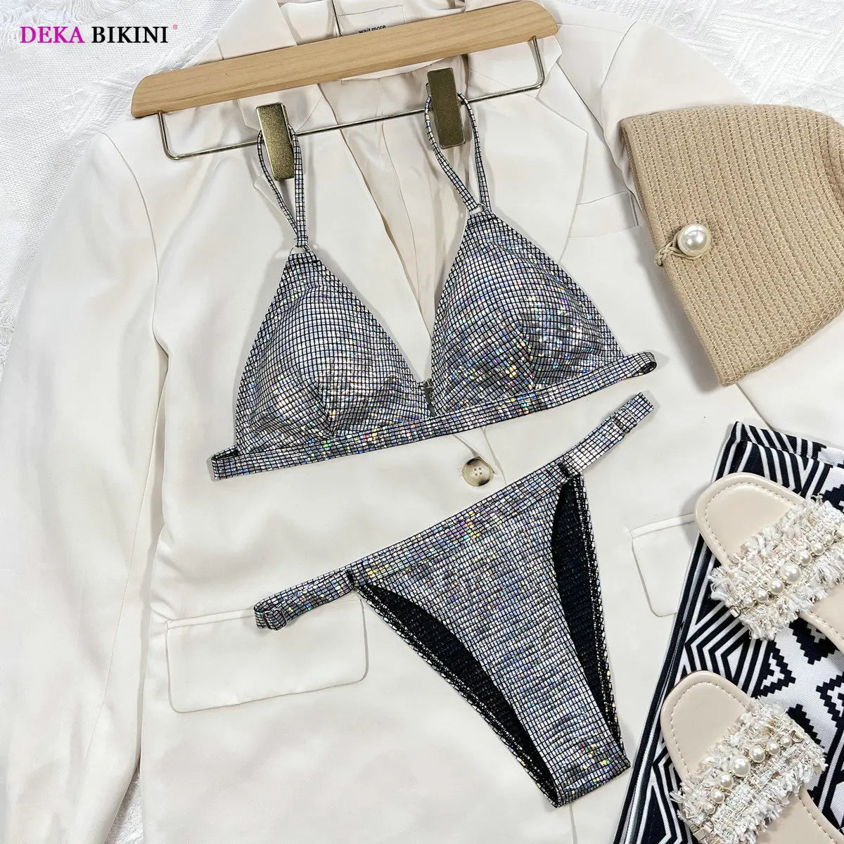 DEKA Brazilian Mini Bikini Set Women Halter Biquini Swimwear Strappy Bandage Push Up Swimsuit Beach Wear Bathing Suit