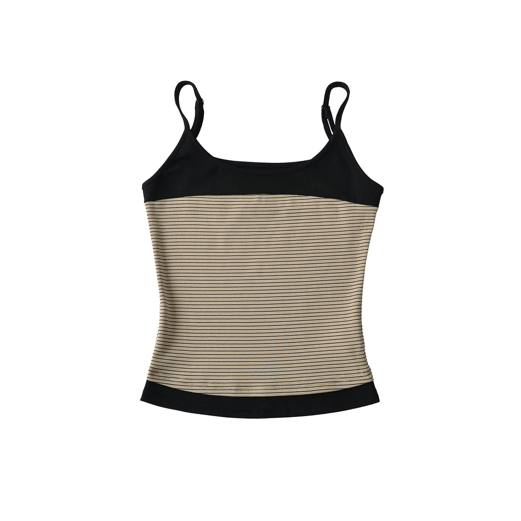 New Korean Style Pure Desire Color-Block Patchwork Base Shirt Women's Striped Inner Camisole Tank Top For Woman Casual TA42