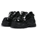 2026 Chunky Platform Punk Sneakers Women Belt Decor Lace Up Thick Bottom Vulcanized Shoes Woman Heighten Rivets Goth Shoes Mujer